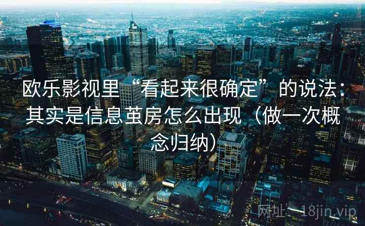 欧乐影视里“看起来很确定”的说法：其实是信息茧房怎么出现（做一次概念归纳）